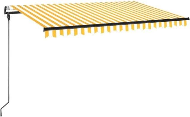 Furnicato Automatische Markise aus Aluminium und Polyestergewebe, Gelb und Weiß, B: 450 cm, T: 300 cm - Bild 1