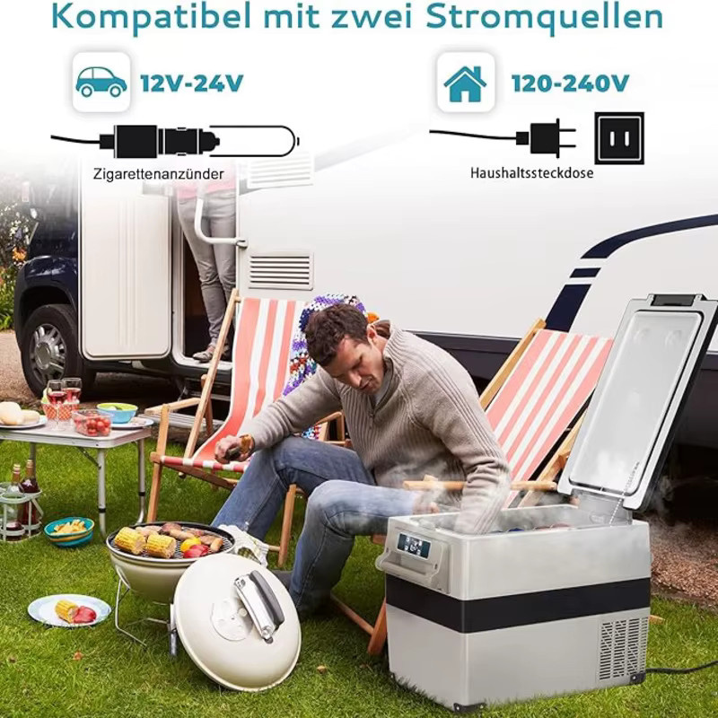 EUHOMY Kompressor Auto Kühlbox mit App-Steuerung, Tragbarer Camping Kühlschrank für Auto und LKW, 46,2 l, 12V/24V/230V, Kühlleistung bis -20°C - Bild 4
