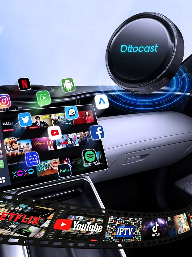 OTTOCAST P3 PRO Ai Box Android 13 TV-Box mit kabellosem CarPlay und Android Auto, schwarzer Adapter mit KI-Sprachassistent für YouTube, Netflix und TikTok via Wi-Fi und Bluetooth - Bild 6