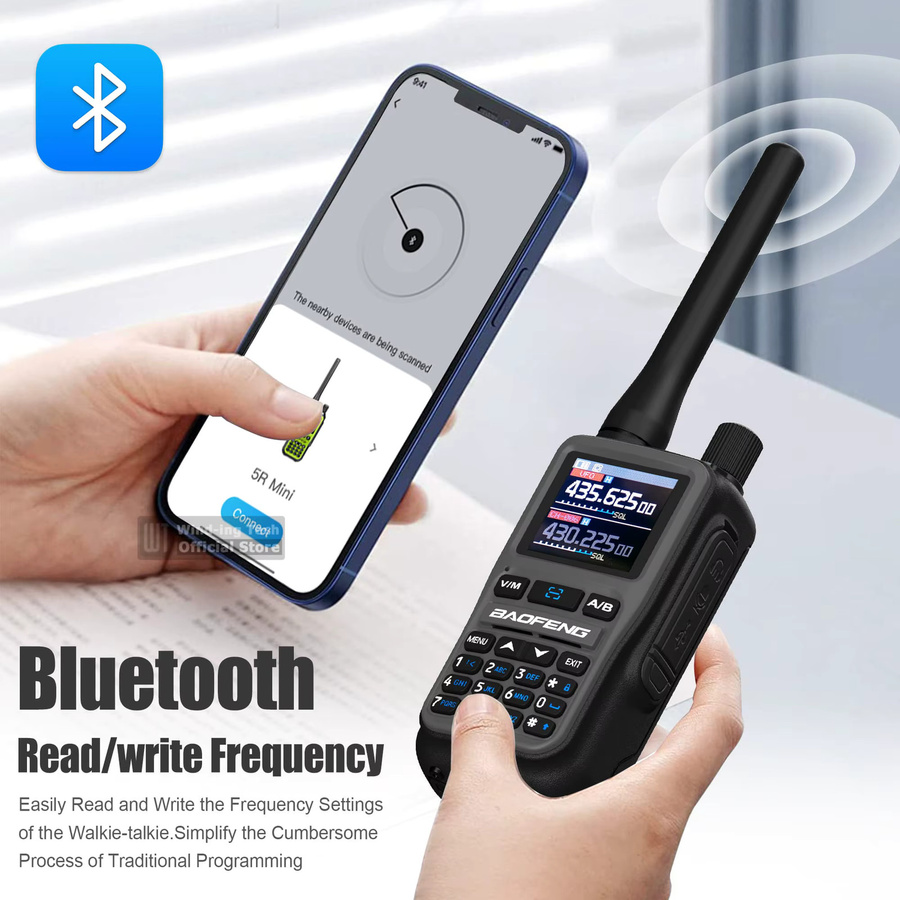 Baofeng UV 5R Mini Walkie Talkie mit Bluetooth und USB-C Anschluss in Schwarz - Bild 3