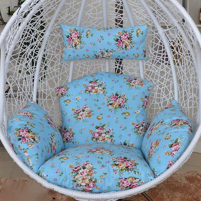 Runder Kissenbezug aus Polyester für Hängeschaukel-Ei-Stuhl und Papasan-Stühle, Farbe: Blau/Nature - Bild 1