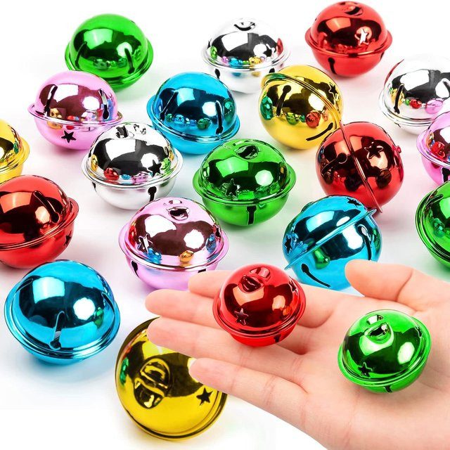 Ywbeads Bunte Weihnachtsglocken aus Eisen als Jingle Anhänger für DIY Bastelmaterial und Dekoration, Durchmesser: 40 mm - Bild 1