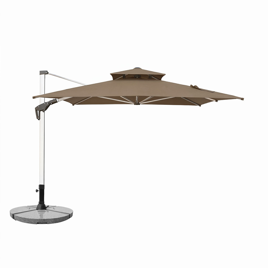 anndora Ampelschirm Aluminium rechteckig 3 x 4 m in Braun mit 4 Granitplatten, 360 Grad drehbar und schwenkbar neigbar - Bild 1