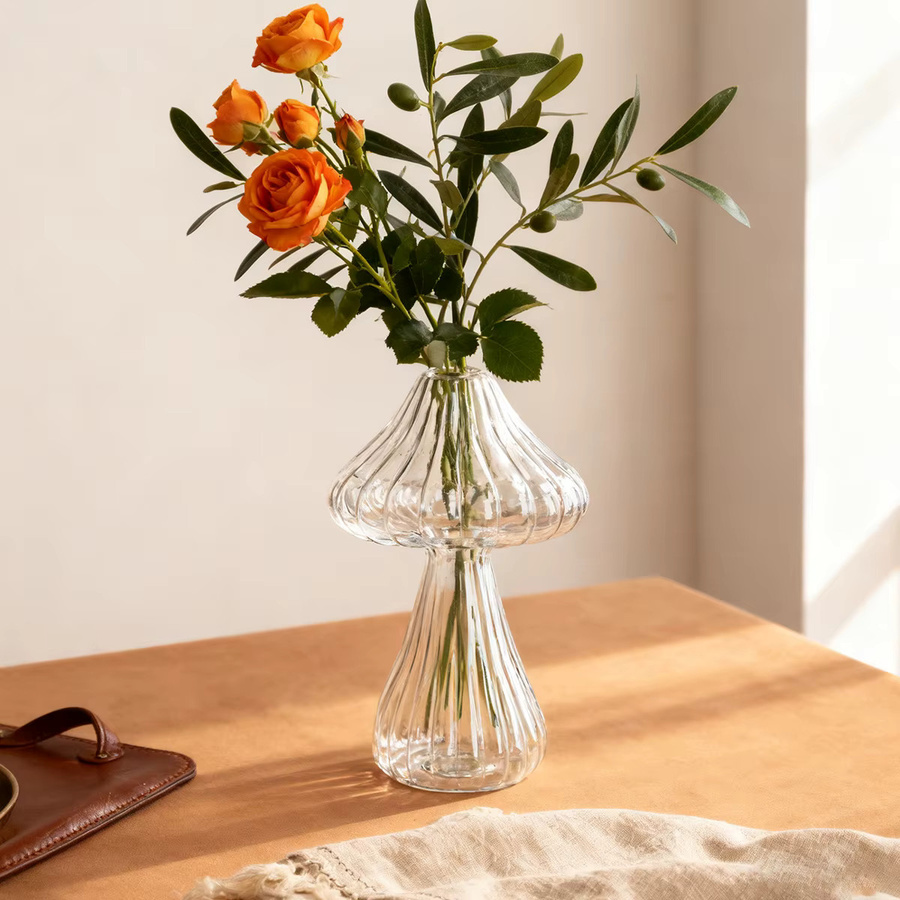 Dekorative Pilzvase aus transparentem Glas in Pilzform für deine Heimdekoration - Bild 5
