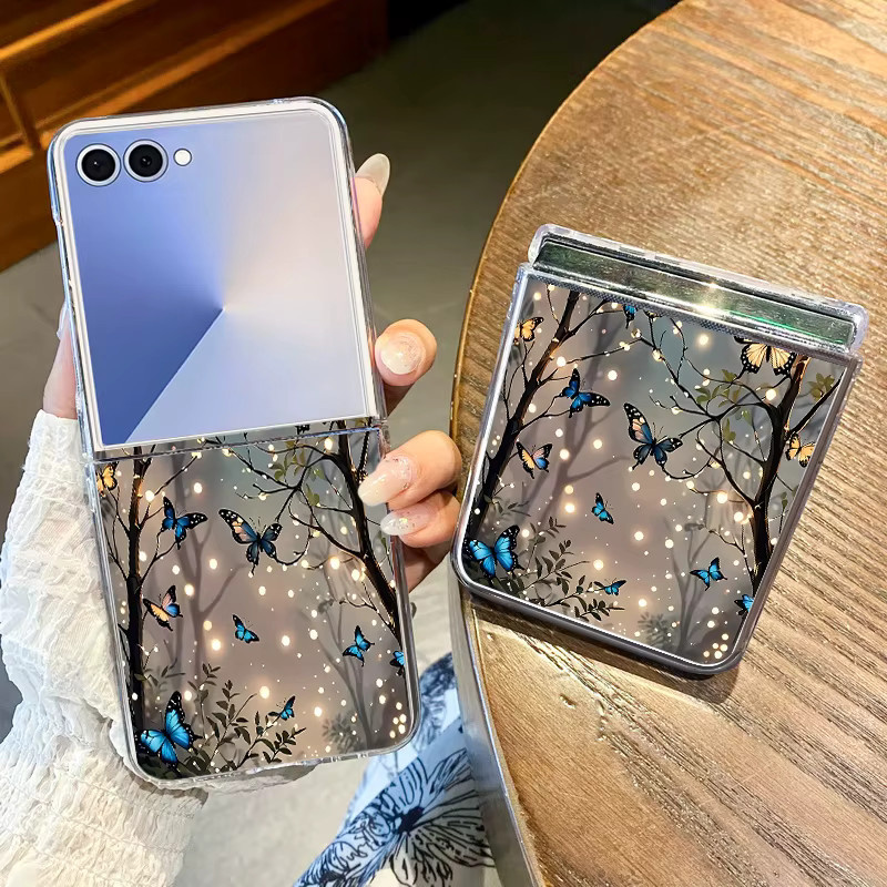 MOESOE Handyhülle mit Schmetterlings-Design Glow In The Dark für Samsung Galaxy Z Flip 3 4 5 6 7 FE, transparent - Bild 2