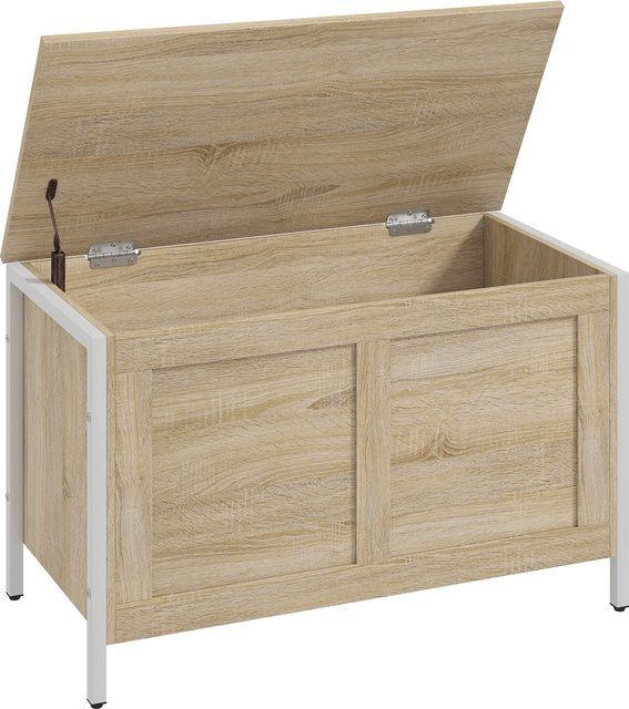 HOMCOM Aufbewahrungstruhe Eiche mit Sicherheits-Scharnierdeckel für Schlafzimmer, Flur und Wohnzimmer, B/T/H: 80 x 40 x 50 cm - Bild 1