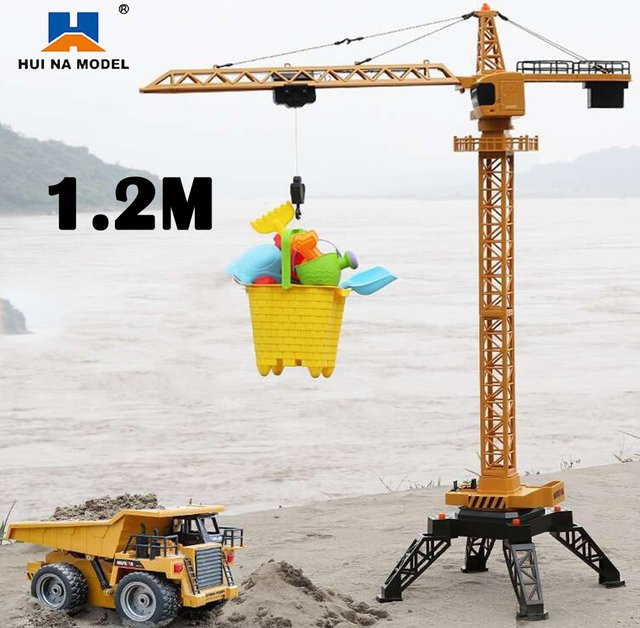 Huina 1585 Turm Kran aus Metall in Gelb mit Fernbedienung als elektrisches Engineering-Modell für Kinder - Bild 1