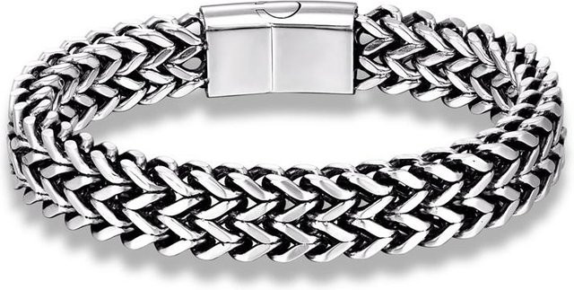 YULIN Armband kubanisches Gliederkettenarmband, Edelstahl, Silber, Herren, 19cm - Bild 1