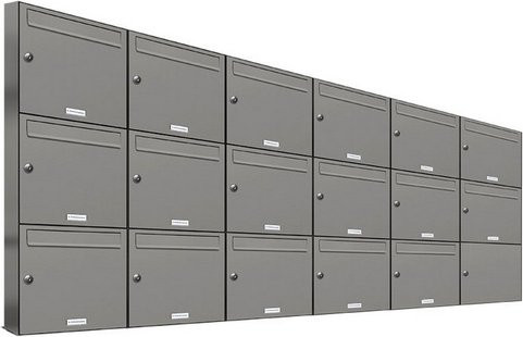AL Briefkasten für 17 Parteien, Aufputzmontage, grau, B/H/T: 229,8 x 102,6 x 11,6 cm - Bild 1
