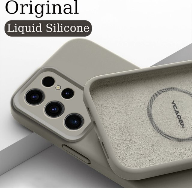 MagSafe Magnetische Flüssigsilikon Handyhülle für Samsung Galaxy S26 Ultra, S25 und S24 Plus in Grau - Bild 1