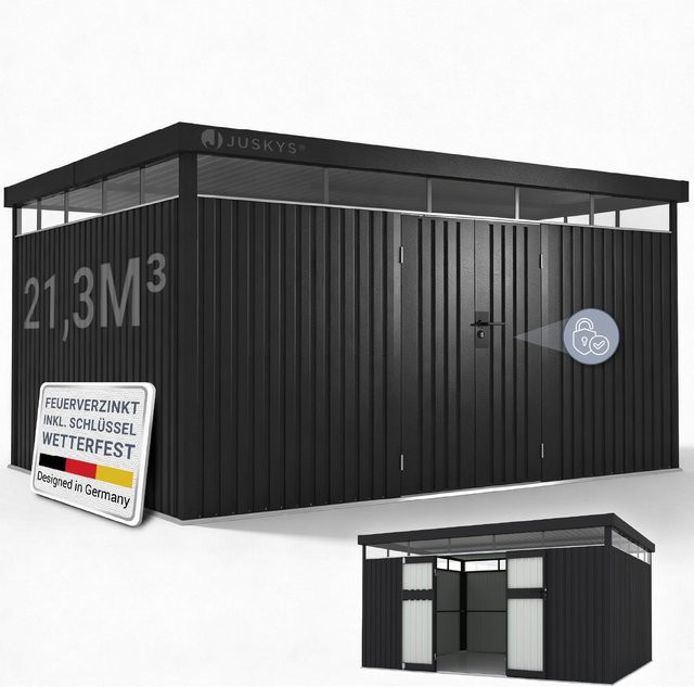 Juskys Gerätehaus Luzern XL Metall Geräteschuppen Anthrazit 12 m² - Bild 1