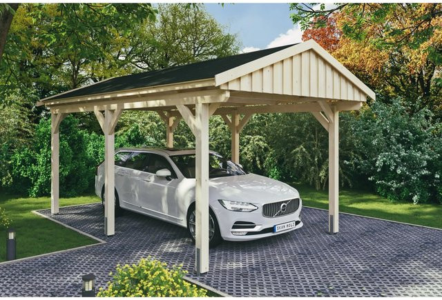 Skan Holz Carport Fichtelberg aus Fichte Leimholz in Beige mit Dachschindeln B/T: 317 x 566 cm, Höhe: 303 cm - Bild 1