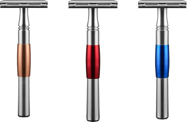 Zweischneidiger Sicherheitsrasierer mit Aluminiumgriff, Unisex - Bild 1