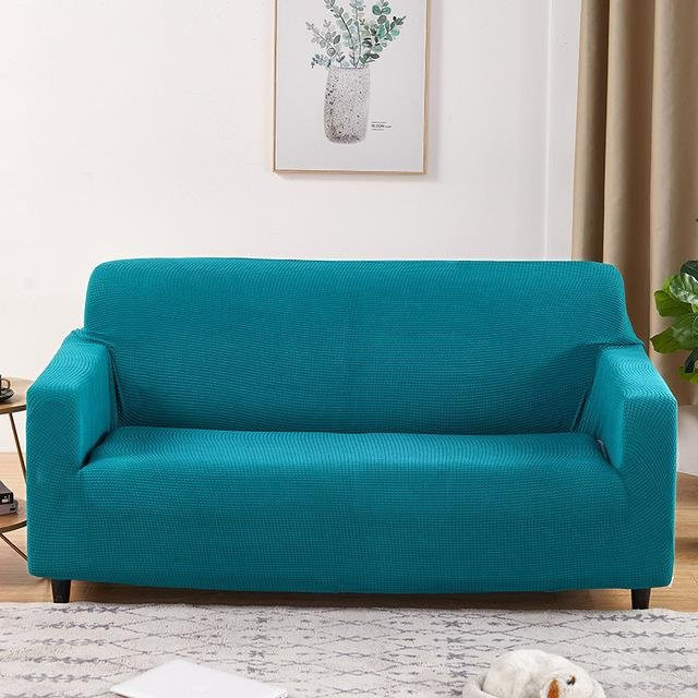 Housmife Stretch-Sofabezug aus Polarfleece für Ecksofas, 2-Sitzer, Türkis - Bild 1