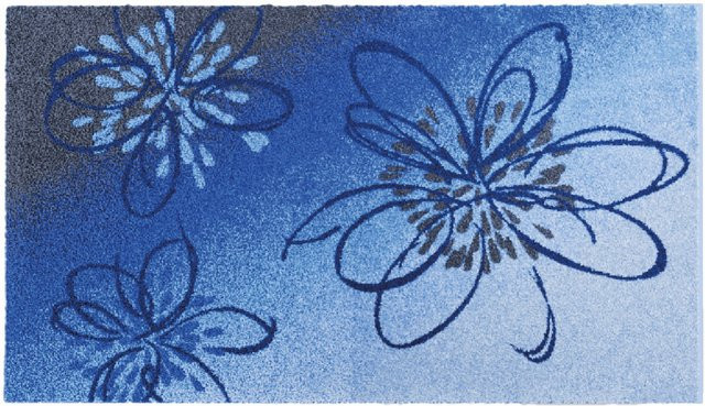 Badematte LUSIA mit floralem Design, blau oder braun, rutschfest und pflegeleicht - Bild 1