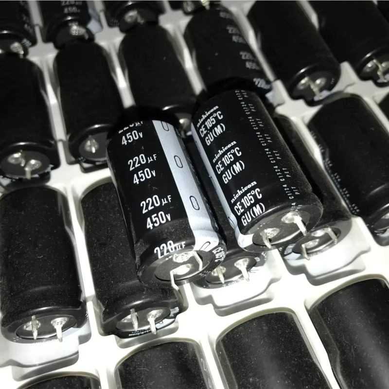 Nichicon GU Serie Aluminium Elektrolytkondensator 220uF 450V Schwarz B/T/H: 25 x 25 x 45 mm - Bild 2