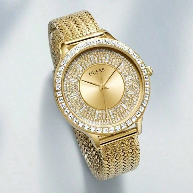 Guess Armbanduhr, Quarz, Edelstahlgehäuse, Edelstahlarmband, Damen, beige - Bild 1