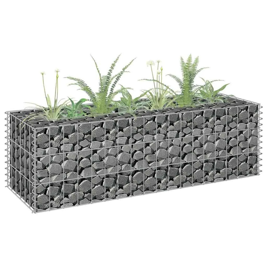 DELUKE Gabionen Hochbeet ROON aus verzinktem Stahl in Silber, B/T/H: 90 x 30 x 30 cm - Bild 2