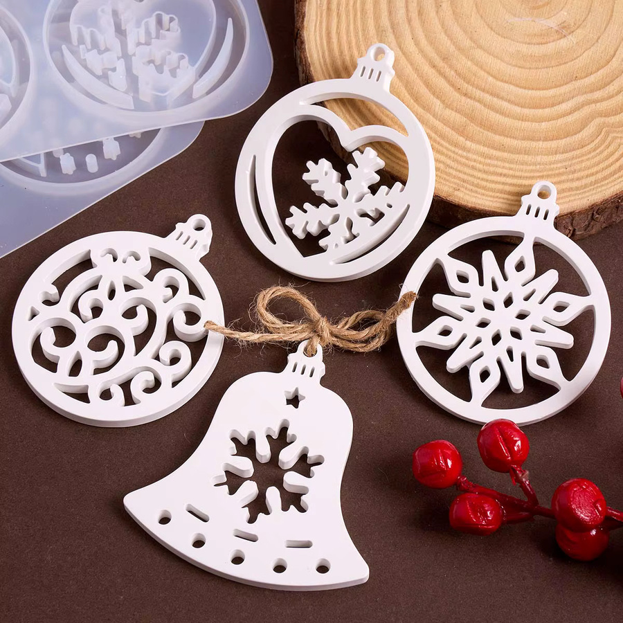 UDOCOOL Silikonform für Weihnachtsbaum und Schneeflocken zur DIY-Gestaltung von Gips, Harz und Schmuckanhängern - Bild 1