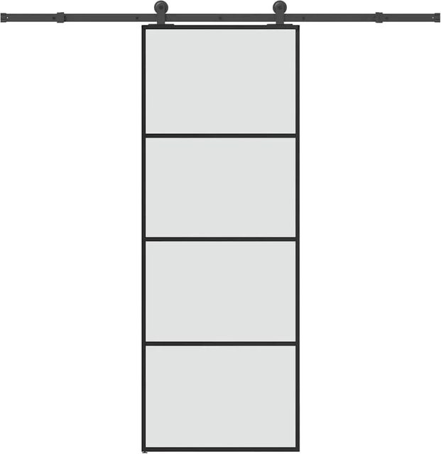 vidaXL Schiebetür modern aus ESG-Glas und Aluminium in Schwarz, B/H: 76 x 205 cm - Bild 1