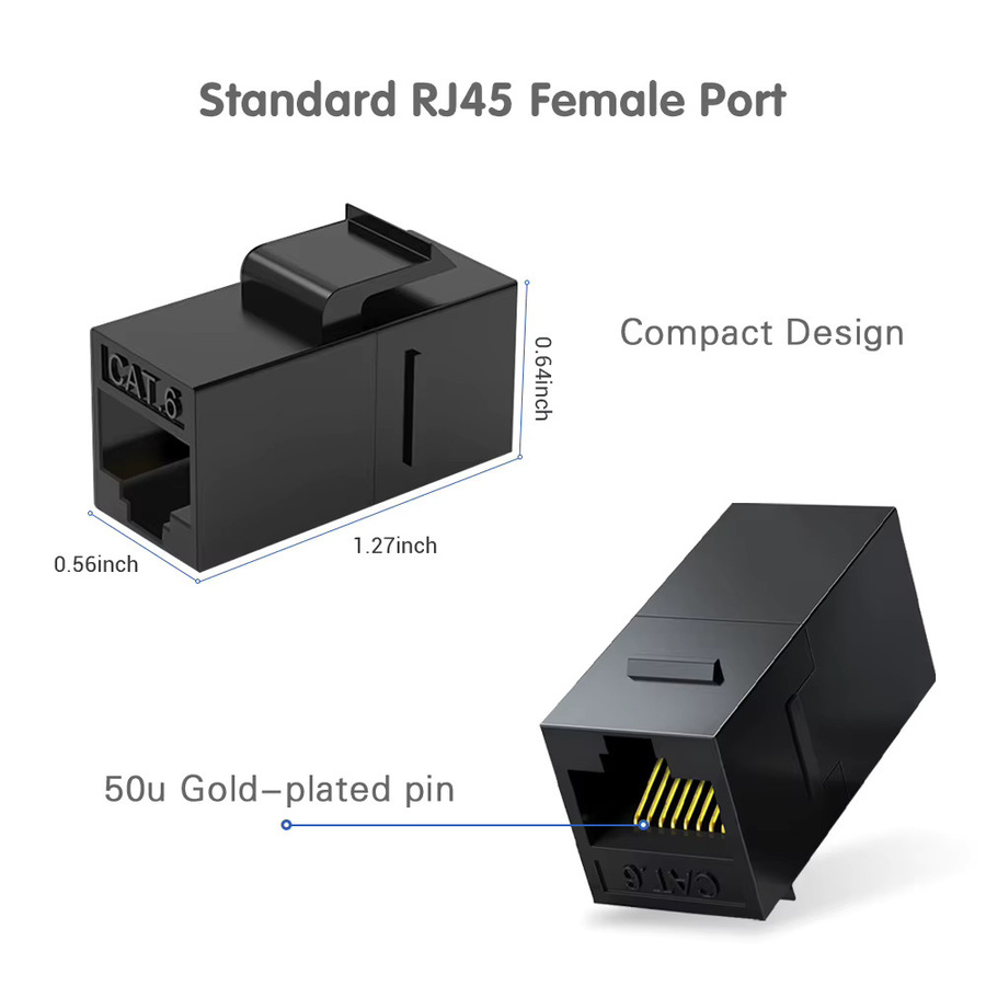 ZoeRax RJ45 Keystone-Buchse CAT6 CAT5E Inline-Koppler für Wandplatte und Patchpanel, Schwarz - Bild 6