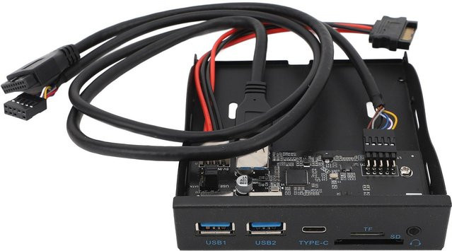 mfySpace USB 3.2 Gen1 Typ C Frontpanel mit 3,5 Zoll Diskettenlaufwerk und USB-Hub in Schwarz - Bild 1