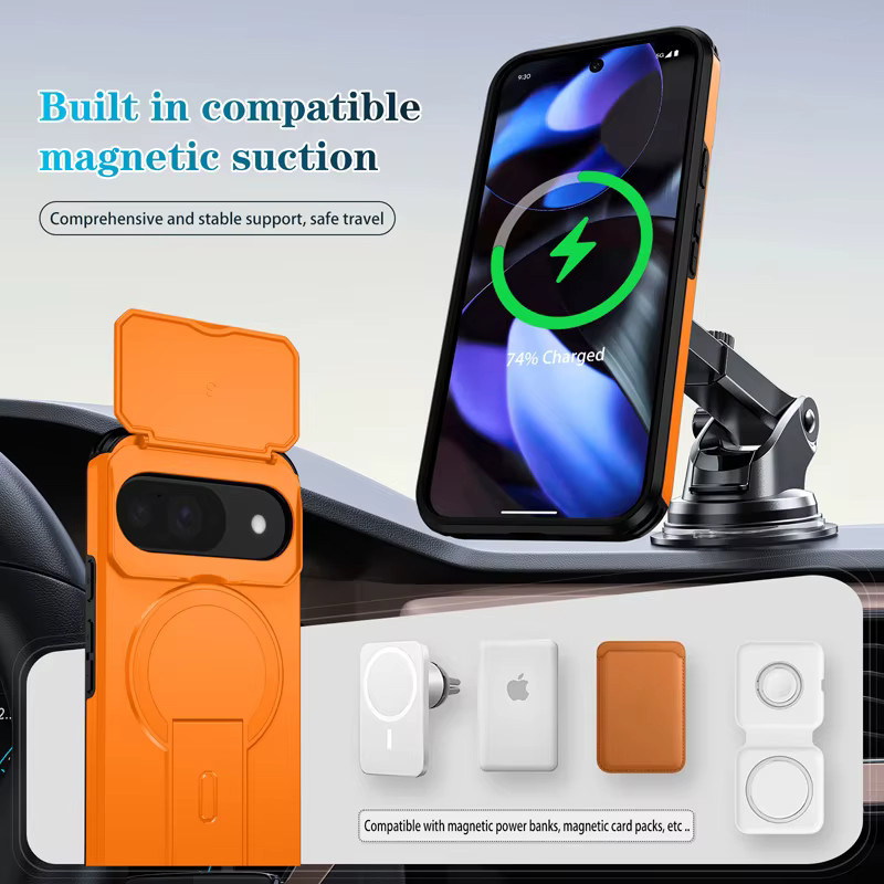 FaLi Qisubao Robuste Schutzhülle mit magnetischem Ständer für Google Pixel 10, 9 und 9 Pro, kompatibel mit MagSafe Wireless Charging, Orange oder Purple - Bild 5