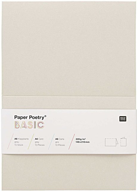 Rico Design Paper Poetry Klappkarten Basic A6 in Grau, 10 Stück - Bild 1