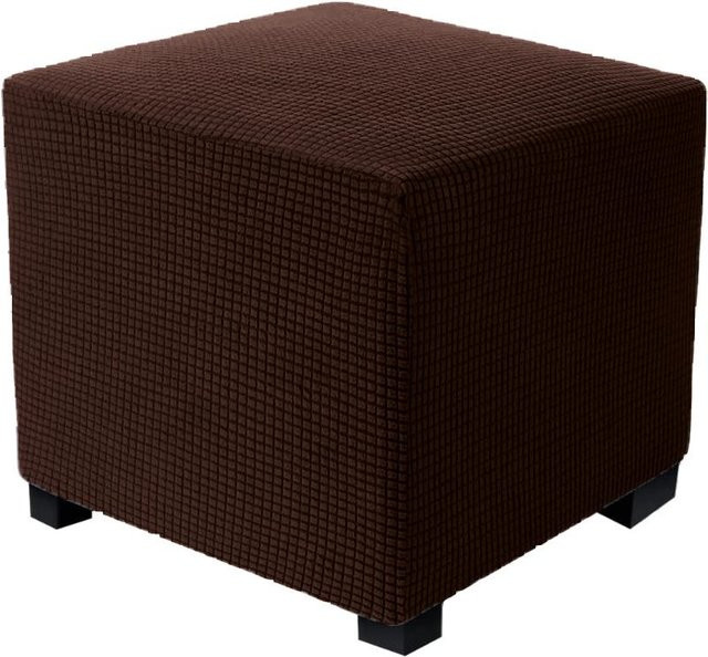 SuJiu Dehnbarer Schonbezug aus Jacquard für Hocker und Ottomane, Dunkelbraun - Bild 1