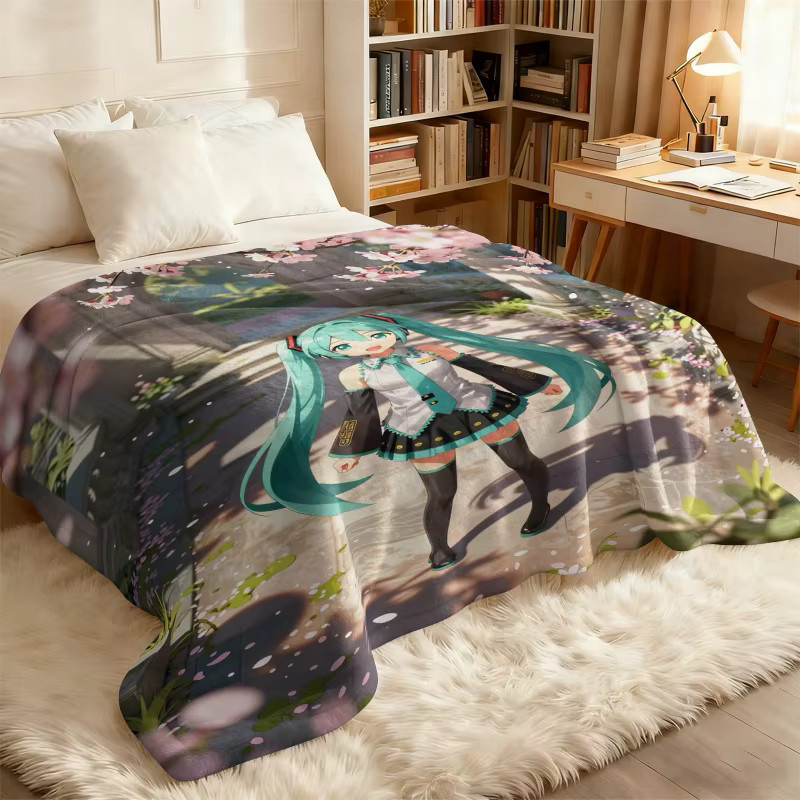 Hatsune Miku Kirschblüten-Garten Flanell-Wurfdecke in Multicolour, B/T: 100 x 70 cm - Bild 6