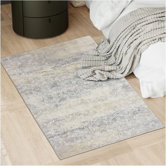 Tectake Vintage Designer Teppich Dalia in Beige mit verwaschenem Muster, rutschfest und pflegeleicht, B/T: 150 x 80 cm - Bild 1