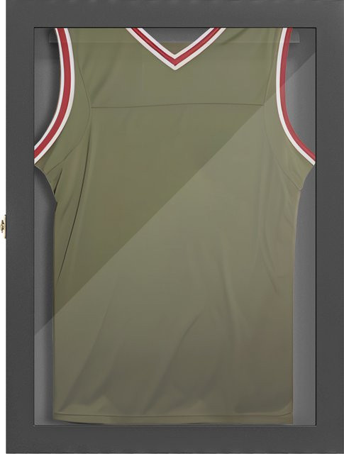 Aosom HOMCOM Trikot-Rahmen Frame-Box mit Acryltür und Filzfutter, schwarz, B/T/H: 71 x 6,5 x 89 cm - Bild 1