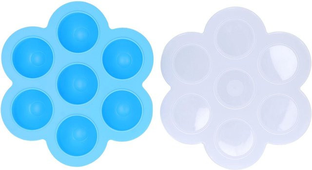 TOMTOP JMS Silikon Baby-Nahrungsergänzungsmittelbox mit Deckel, 7 Fächer, Hellblau, BPA-frei, gefrierschranktauglich und spülmaschinenfest - Bild 1
