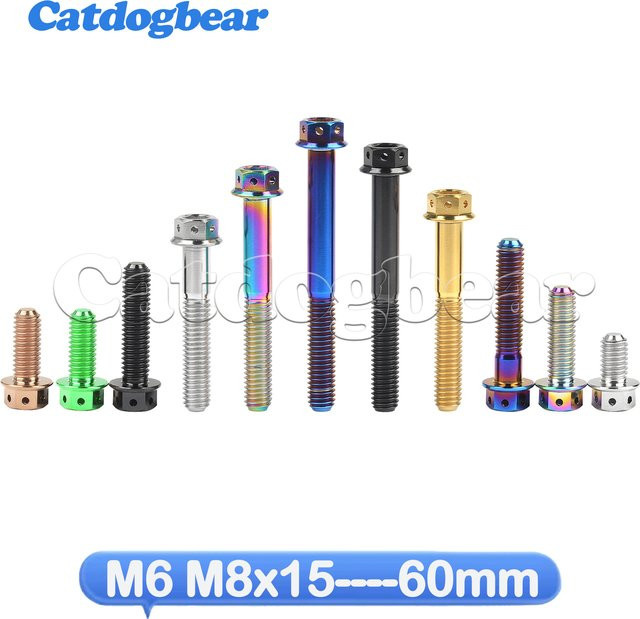 Catdogbear Titanschrauben Sechskant-Flanschkopfverschluss für Motorrad-Scheibenbremsen in Blau und Multicolour, M6/M8 in verschiedenen Längen von 15 bis 60 mm - Bild 1