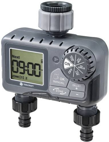 TOOLCRAFT TO-7153944 Duo Bewässerungssteuerung mit Timer in Grau - Bild 1