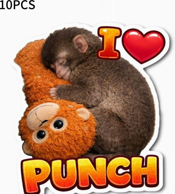Protect Punch The Monkey Aufkleber, bunter Kawaii Baby-Affe Sticker für Wasserflaschen, Notebook und Handy - Bild 1