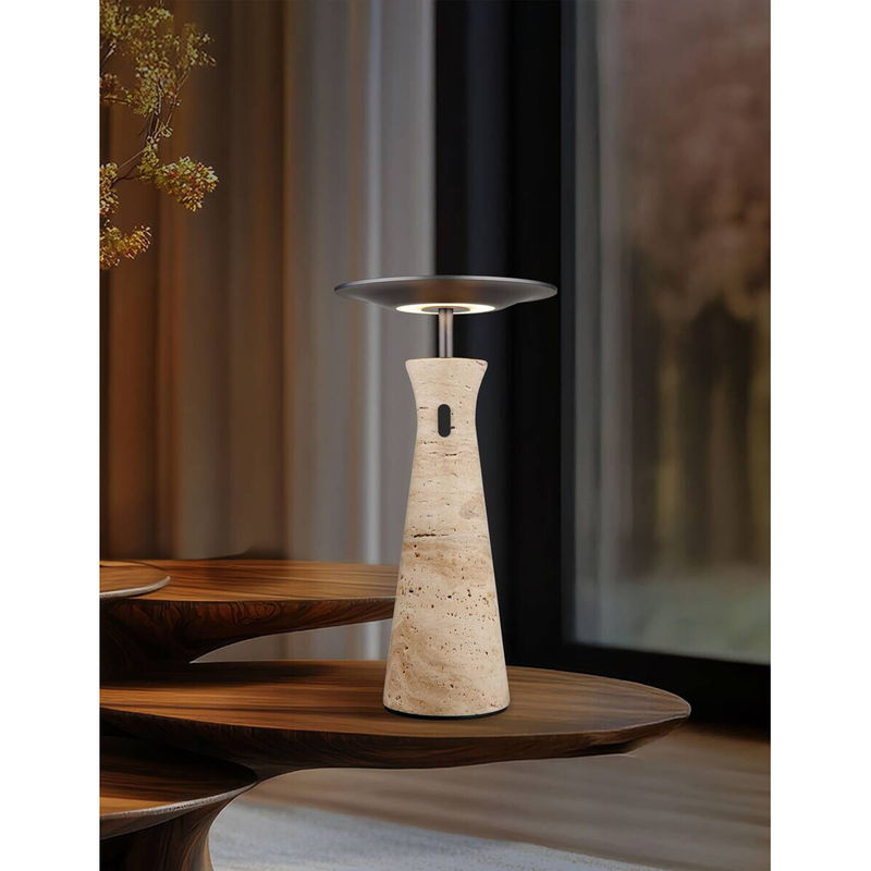 Globo Lighting Tischleuchte Travertin in Grau mit LED und Touch-Funktion, Höhe: 33,6 cm, Durchmesser: 20,0 cm - Bild 2