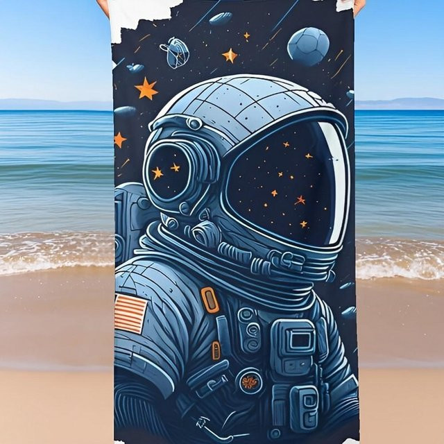 Dalangpa Weltraum-Astronaut Strandtuch mit Muster, winddicht und mit Sonnenschutz, B: 40 cm, H: 60 cm - Bild 1