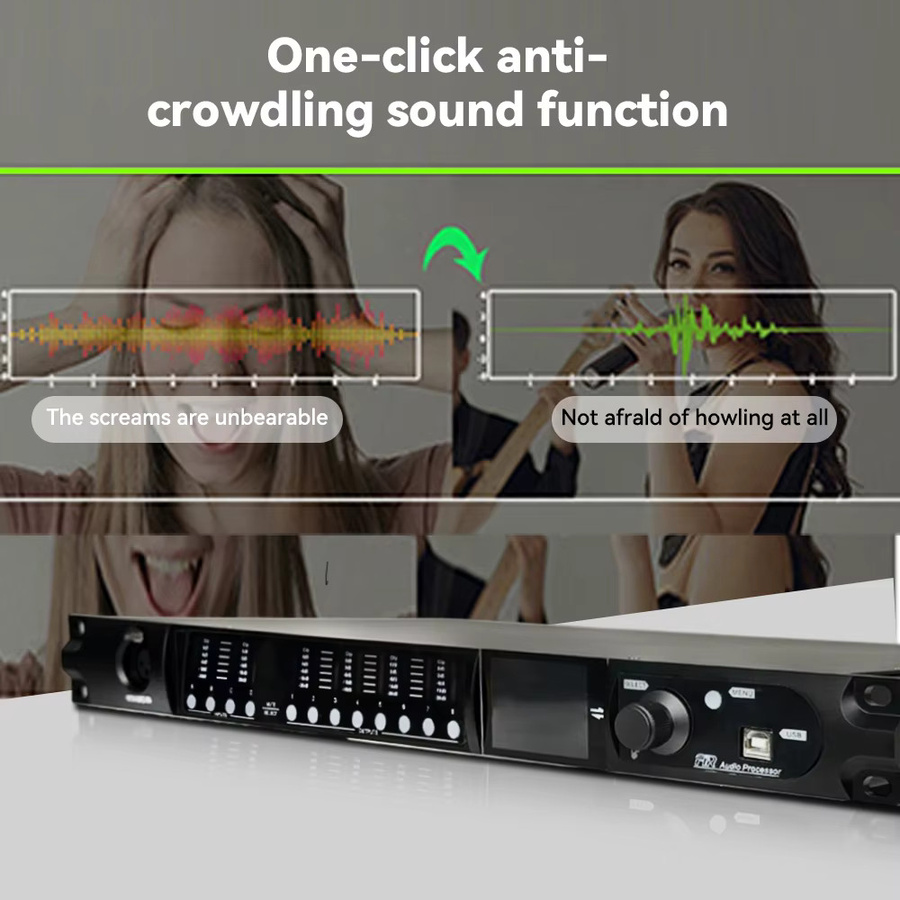 Paulkitson SD448 4-In 8-Out 32-Bit DSP Audio-Prozessor mit 96kHz Sampling, FIR/EQ und RTA, Schwarz - Bild 3