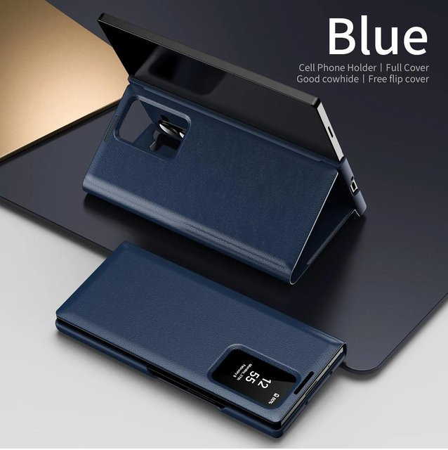 Original View Smart Window Wallet Lederhülle für Samsung Galaxy Z Fold 7 6 5 4 3 in Blau - Bild 1