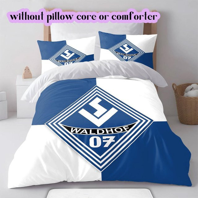 Lalilata Home SV Waldhof Mannheim 07 Muster Bettwäsche Set in Blau und Weiß mit Reißverschluss, 1 Bettbezug und 2 Kissenbezüge, B/H: 155 x 200 cm - Bild 1