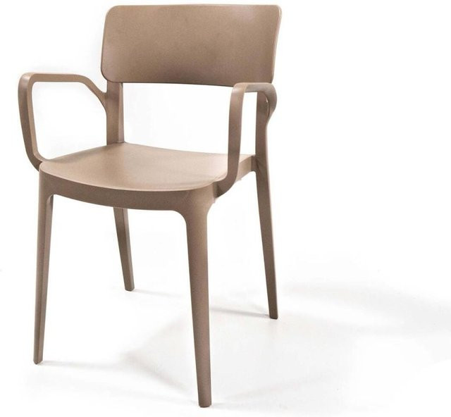 Feros Wing Stapelstuhl aus Kunststoff in Sand, 4er Pack, modernes Design, B/T/H: 54 x 55 x 82 cm - Bild 1