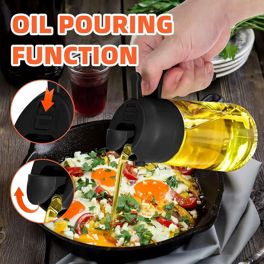 Kitchya Ölsprühflasche für Küche und BBQ, transparenter Essig- und Öl-Spender, 470 ml - Bild 2