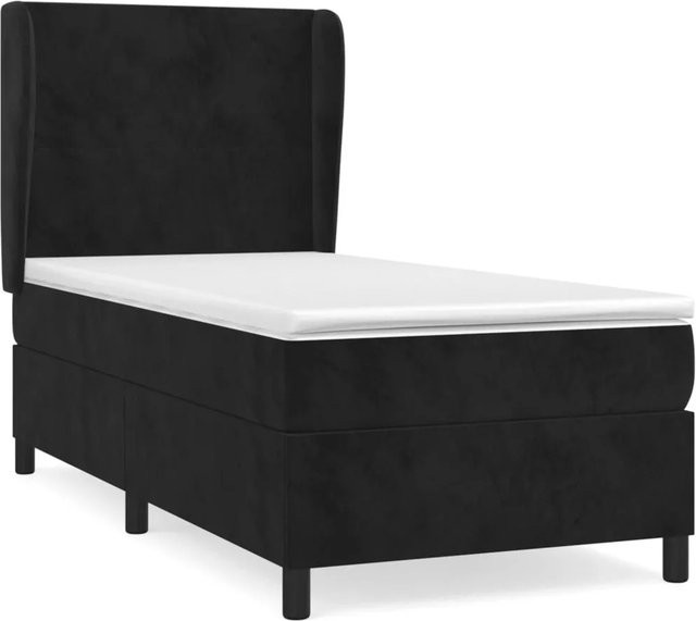 vidaXL Boxspringbett mit Matratze in Schwarz aus Samt, B/T/H: 80 x 200 x 128 cm - Bild 1