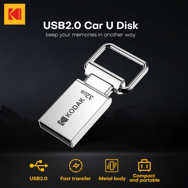 Kodak USB-Stick 2.0 Auto-U-Disk aus Metall in Silber, tragbarer Mini-Stick, 32 GB, stoßfest und sturzsicher - Bild 1