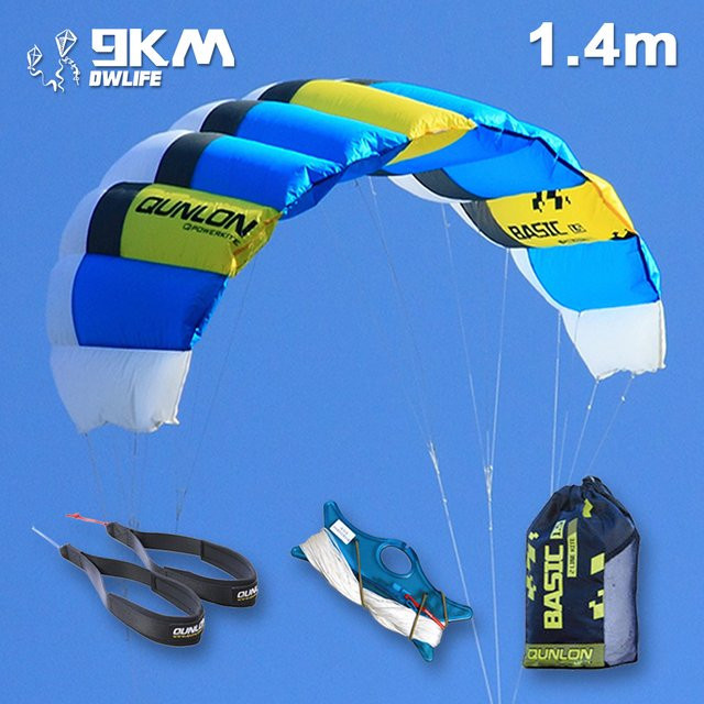 9KM 2-Linien-Parafoil-Drachen-Set, professioneller Anfänger-Traktionstrainer, mit Handschlaufe, Dyneema-Linie, Tasche - Bild 1