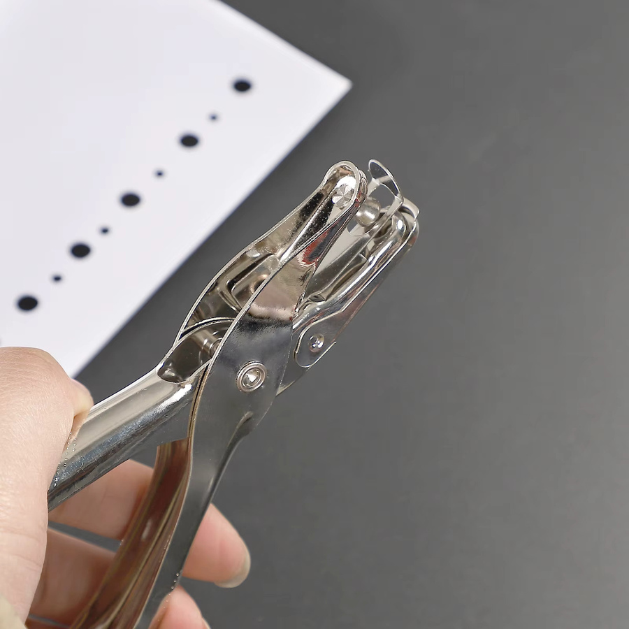 Einlochlocher aus Metall für Papier in Silber mit 3mm und 6mm Lochung - Bild 5