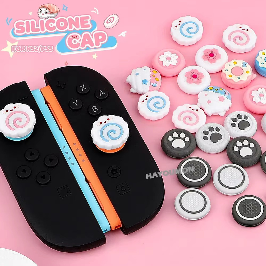 HeroAngel Silikon-Daumengriffe für Nintendo Switch Joypad Controller, Niedliche Analog-Stick Schutzabdeckung, Grau - Bild 2