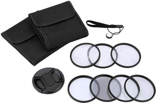 Andoer Fotografiefilter-Set UV, CPL und Star8 mit Nahaufnahme-Linsen (+1, +2, +4, +10) in Schwarz, Durchmesser: 62 mm - Bild 1