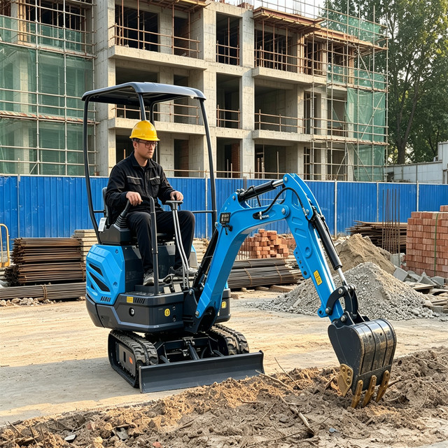 YITUI Minibagger 1,3 Tonnen mit Kabine in Blau - Bild 1